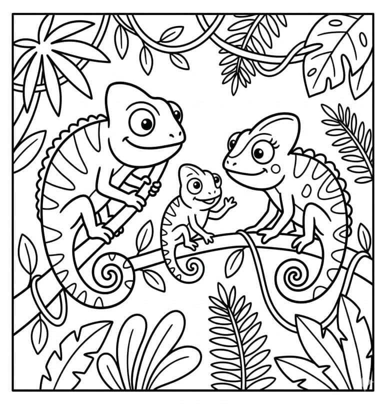 عائلة الحرباء تلوين