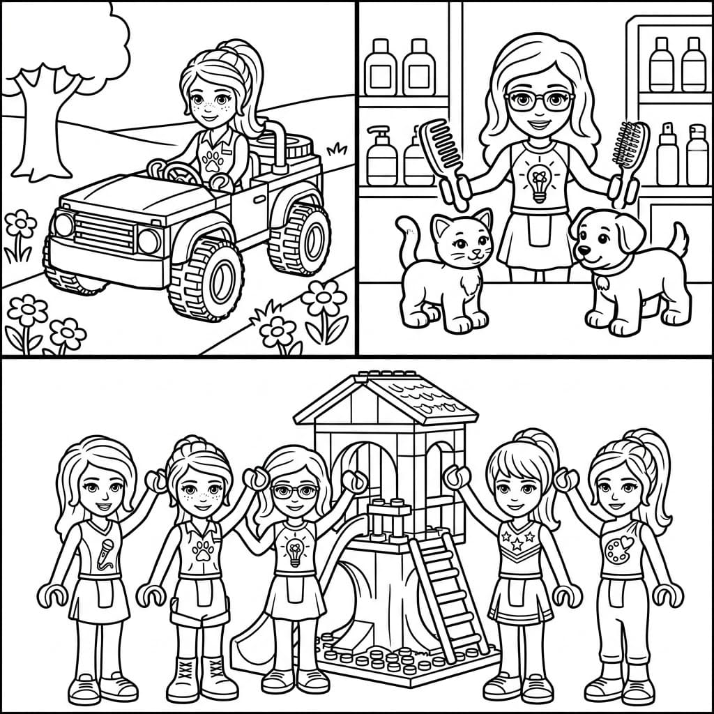 فتيات أصدقاء ليغو السعيدات تلوين