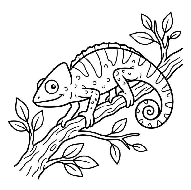 حرباء بين الأوراق تلوين