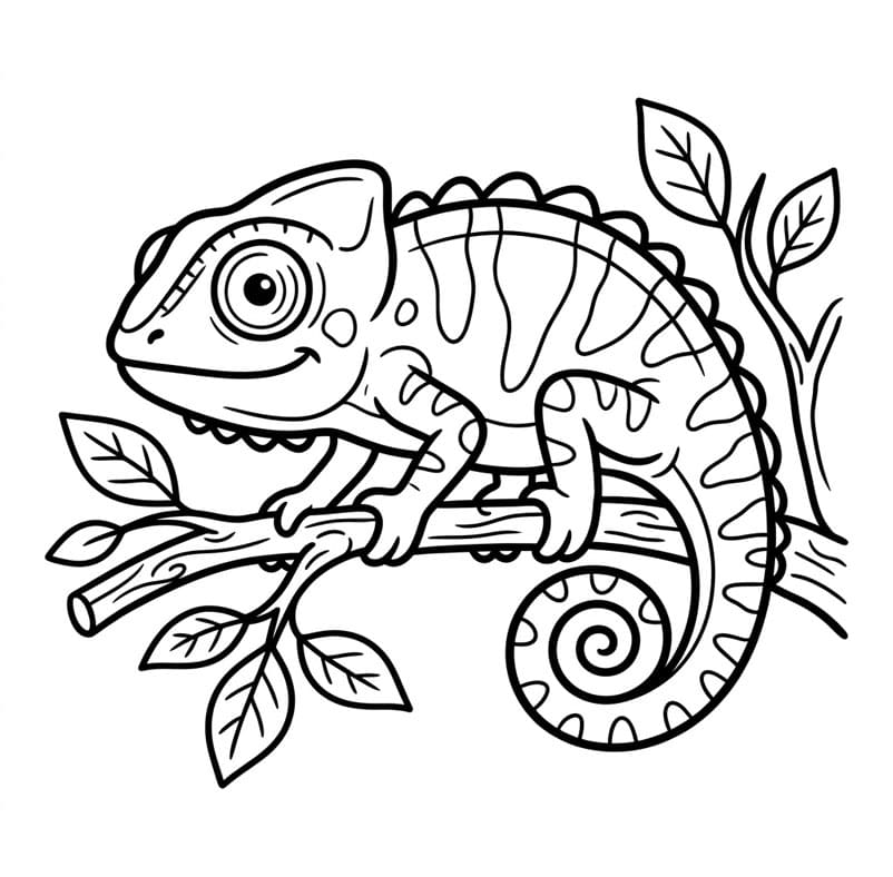 حرباء على الغصن تلوين