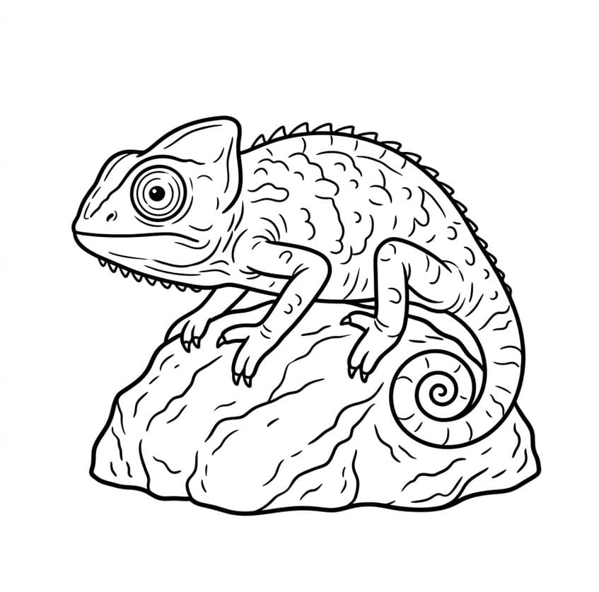 حرباء على الصخرة تلوين