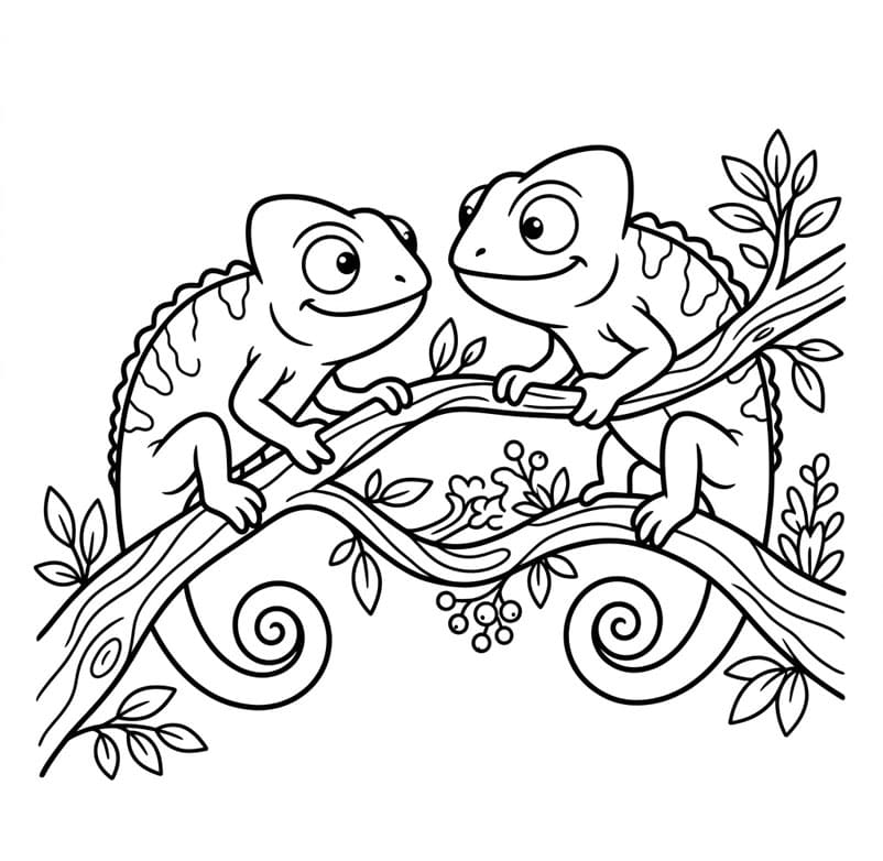 حرباء مع صديق تلوين