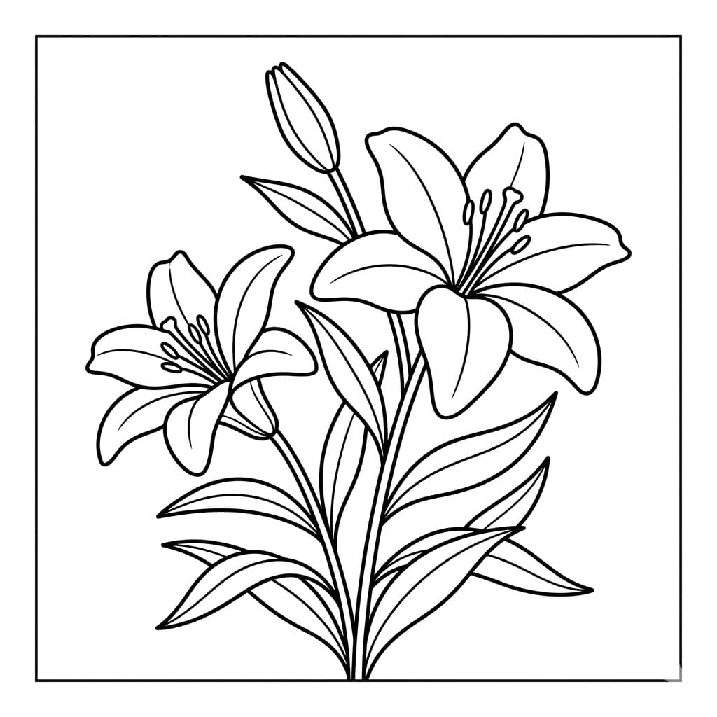 إطار الزنبق المزهر تلوين