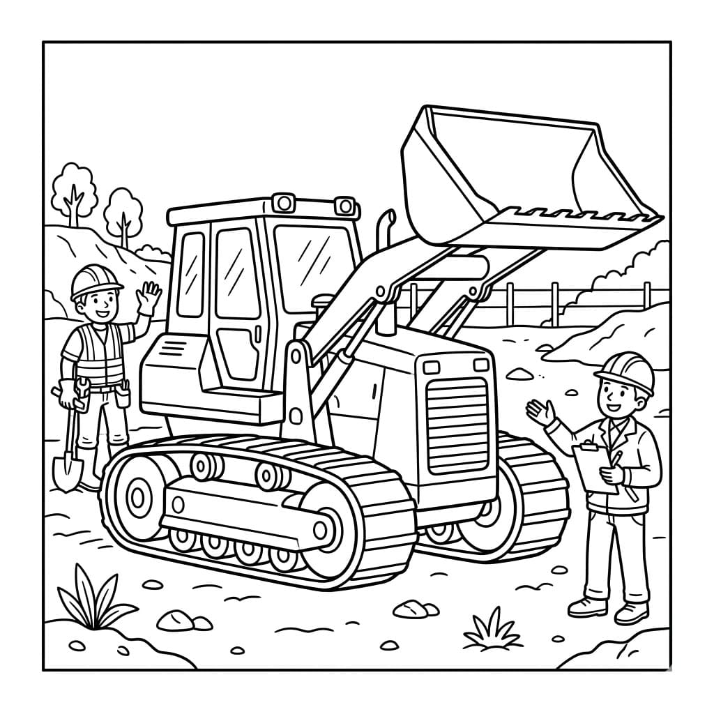 جرافة في موقع البناء تلوين