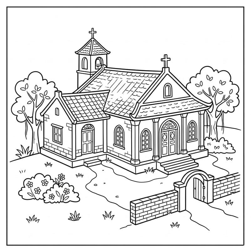 كنيسة العصور الوسطى تلوين