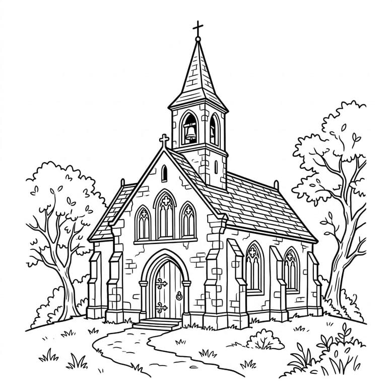 كنيسة الغابة السحرية تلوين