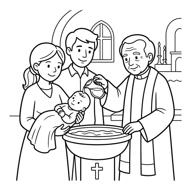 معمودية رقيقة لمولود جديد تلوين