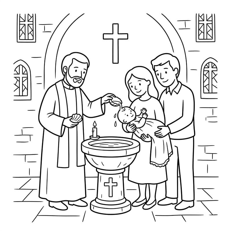 معمودية الإيمان العائلية تلوين