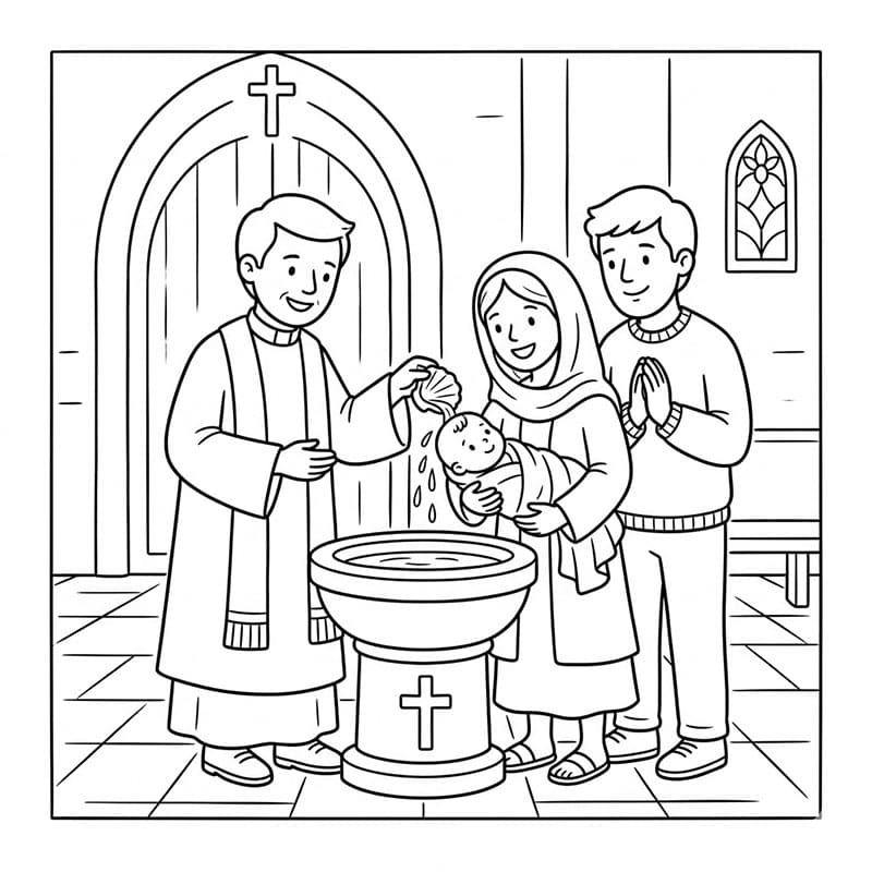 معمودية الكنيسة التقليدية تلوين