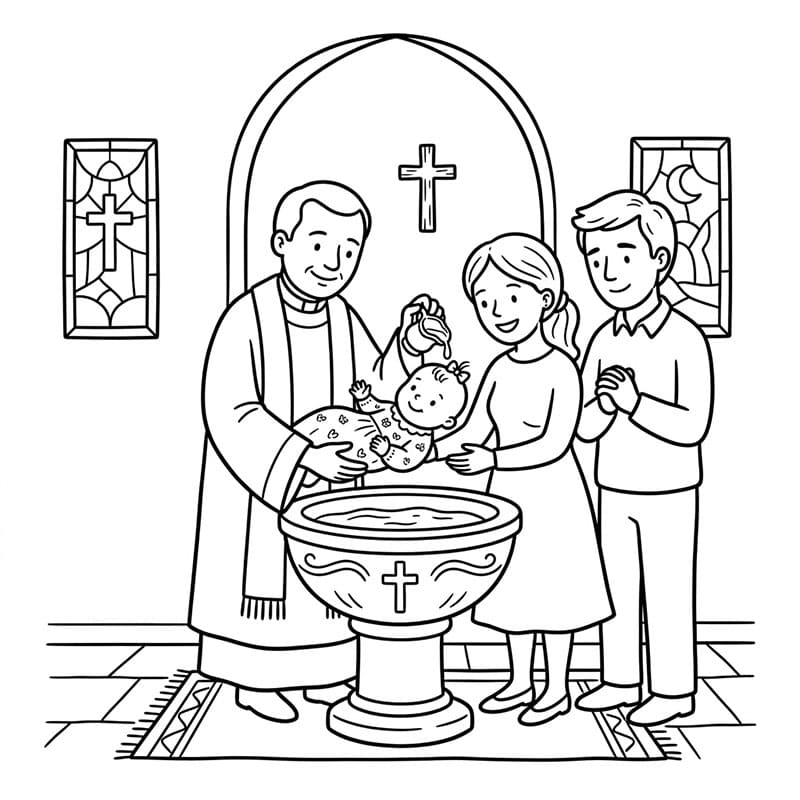 معمودية الطفل المبارك تلوين