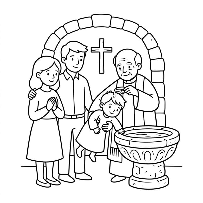 معمودية العائلة التقليدية تلوين