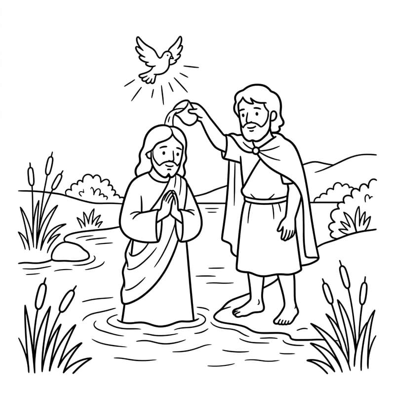 معمودية نقية في النهر تلوين