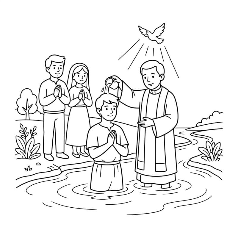 معمودية جماعية للمؤمنين تلوين