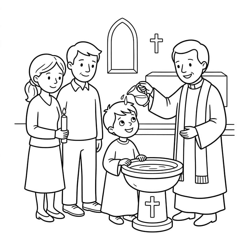 معمودية طفل لطيف تلوين