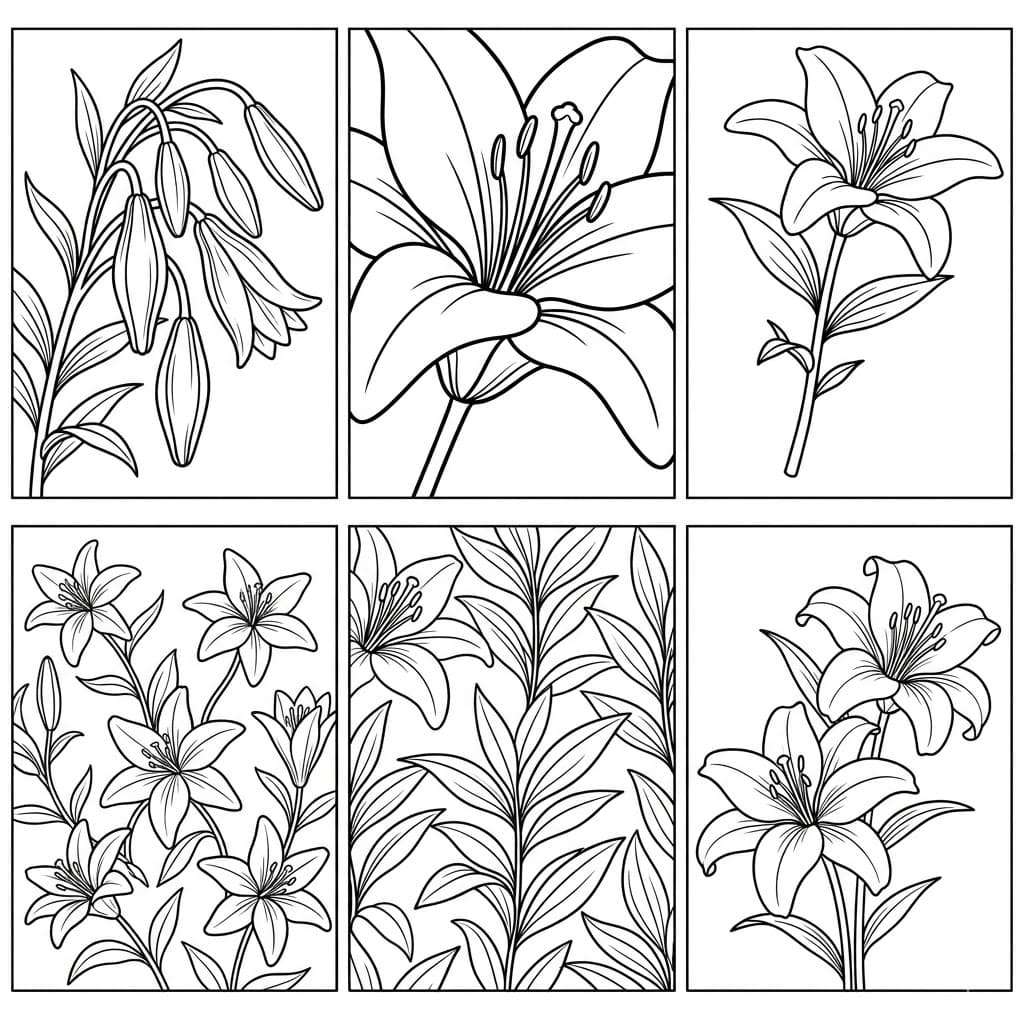 مجموعة الزنابق الصغيرة تلوين