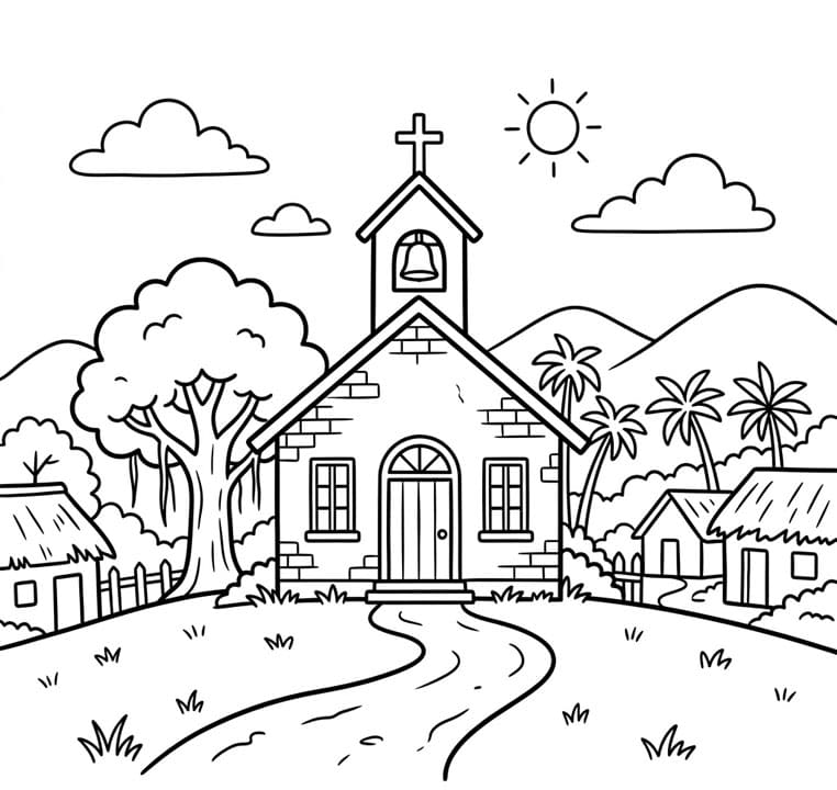 منزل الصلاة الريفي تلوين