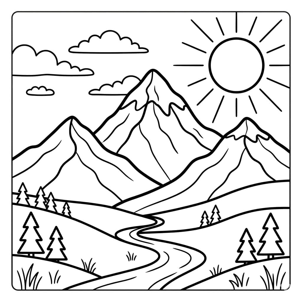 ملف جبلي قابل للطباعة مجاناً للأطفال تلوين