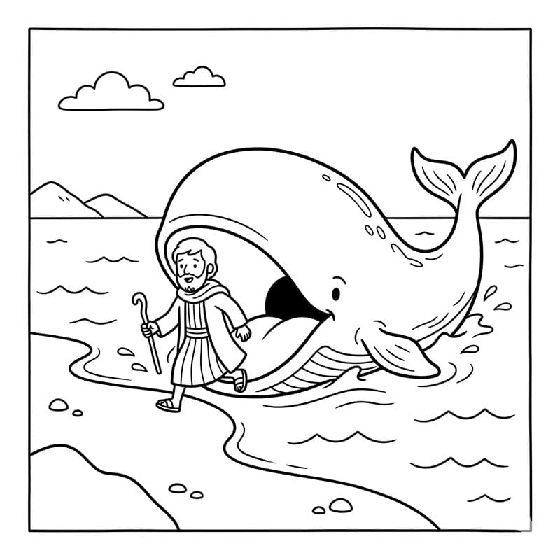 يونان والحوت تلوين