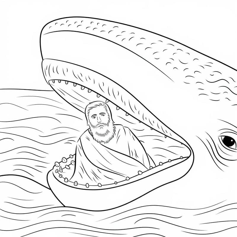 قصة يونان والحوت - نسخة قابلة للطباعة مجاناً تلوين