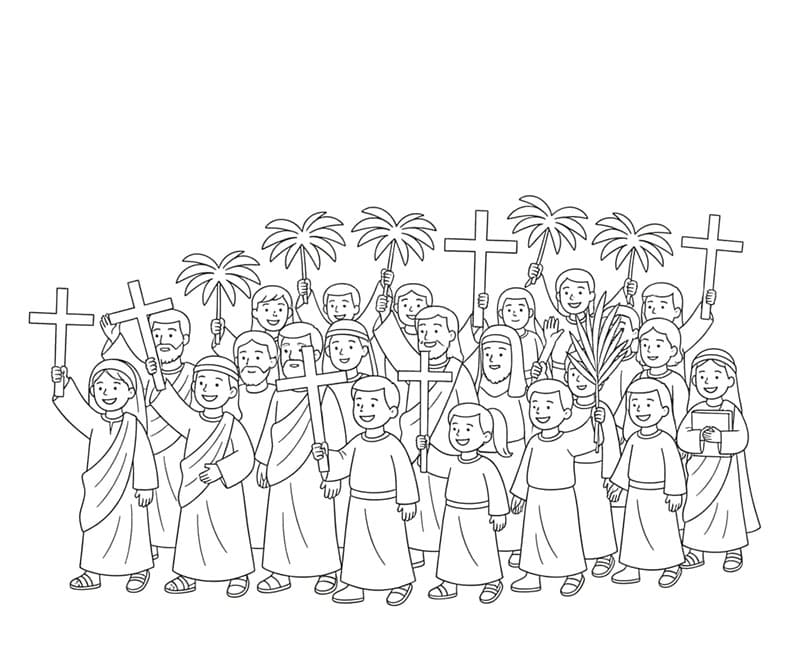 رسم أحد الشعانين تلوين