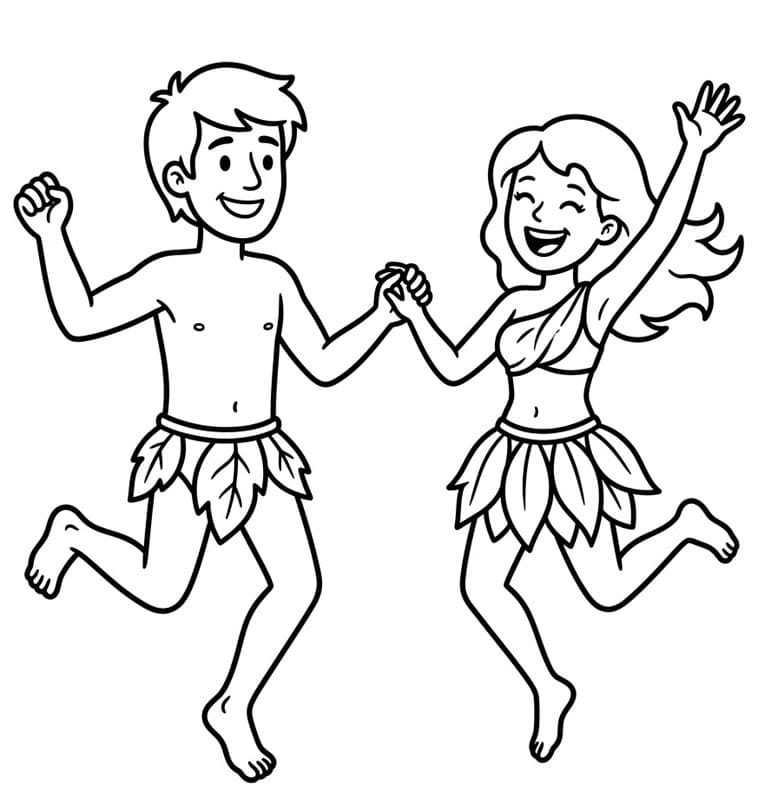 سعادة آدم وحواء تلوين