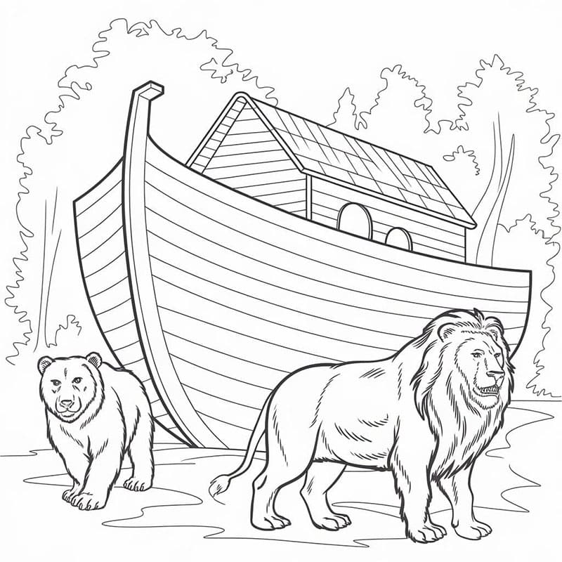 سفينة نوح مع الحيوانات تلوين