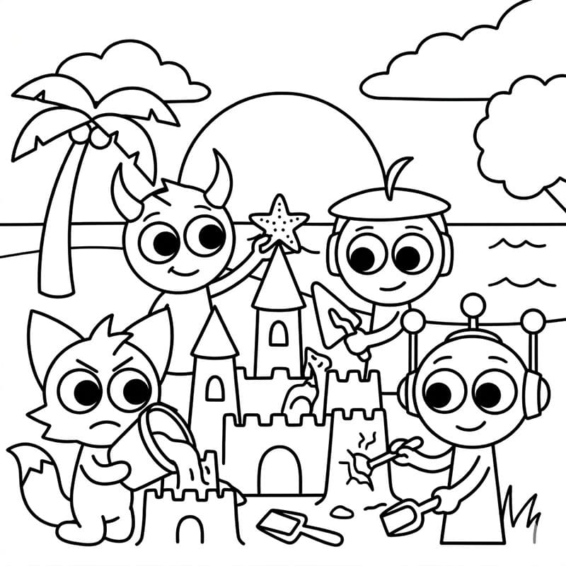 سبرونكي على الشاطئ تلوين