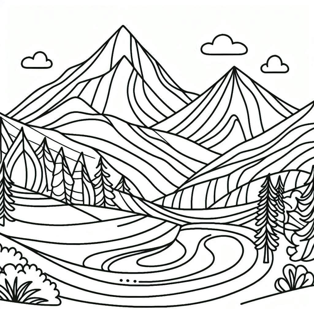 صورة جبلية بسيطة تلوين