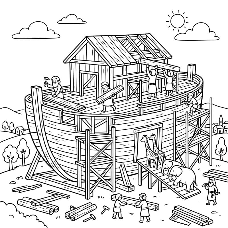 تشييد سفينة نوح الكبيرة تلوين