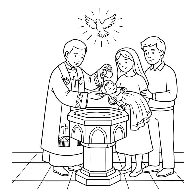 طقوس المعمودية المباركة تلوين