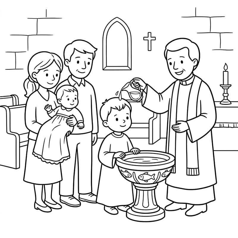 طقوس معمودية الكنيسة تلوين