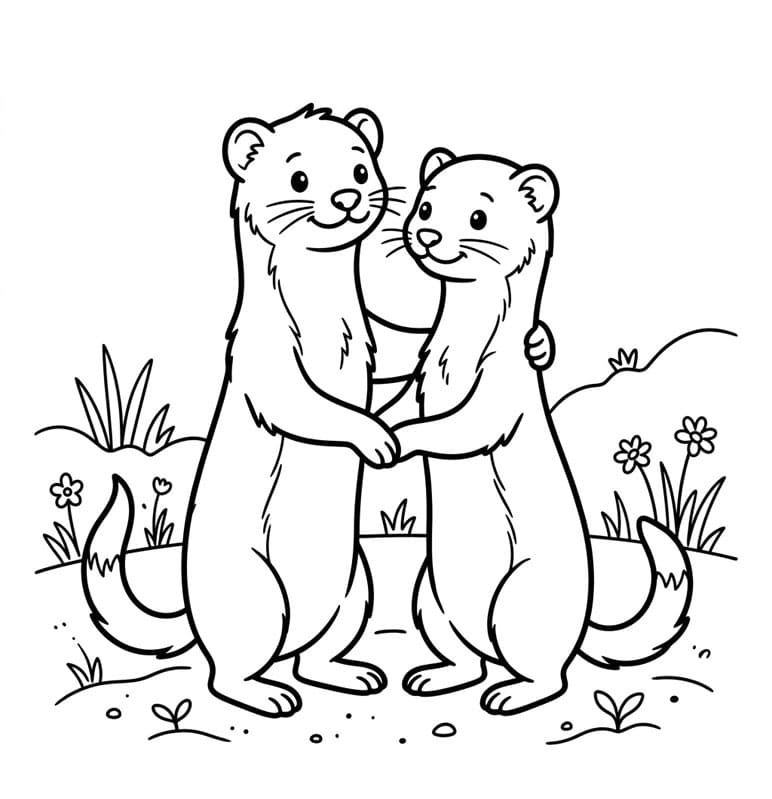 زوج من حيوان المارتن تلوين