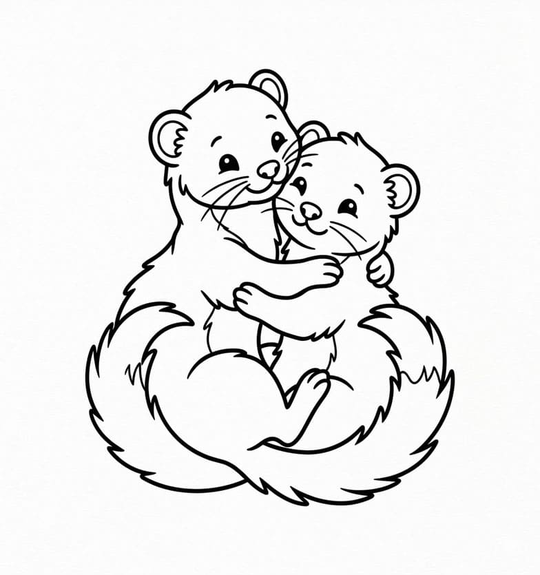 زوجان من حيوانات المارتن لطيفان تلوين