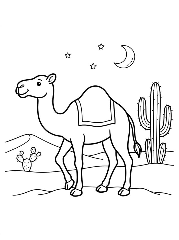 الجمل العربي مع الصبار تلوين
