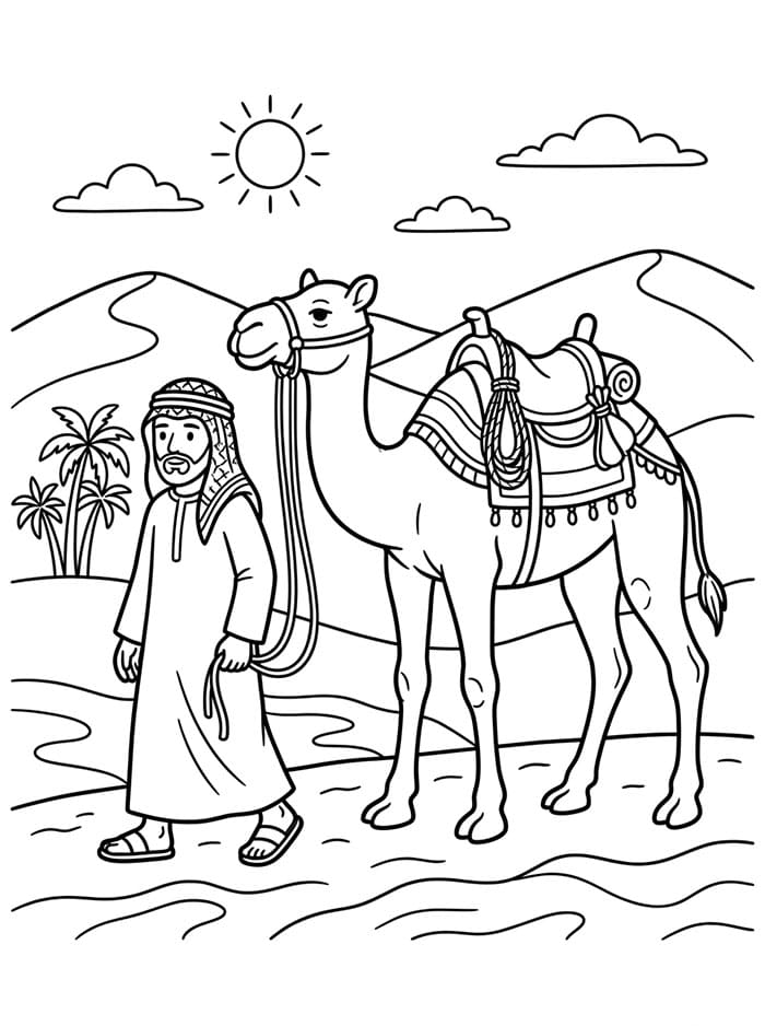 الجمل العربي والبدوي تلوين