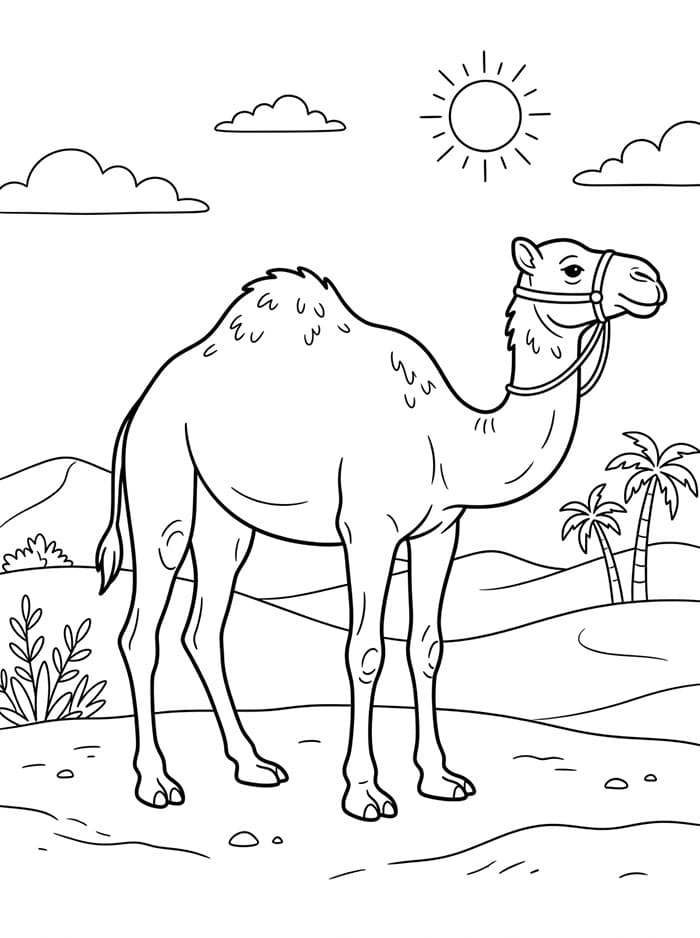 الجمل العربي واقف تلوين