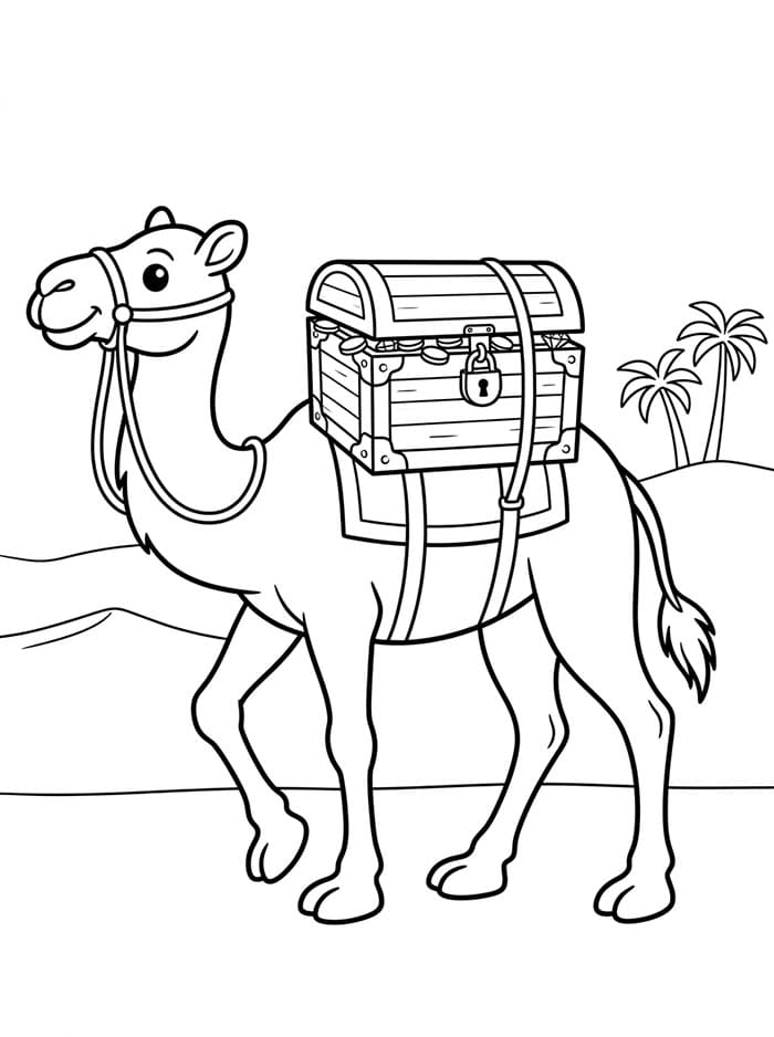 الجمل العربي يحمل كنزًا تلوين
