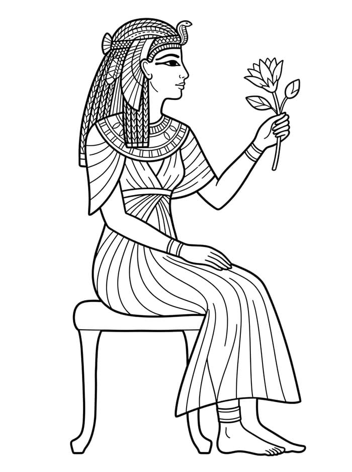 كليوباترا تحمل زهرة لوتس تلوين
