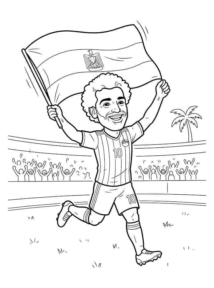 محمد صلاح مع العلم المصري تلوين