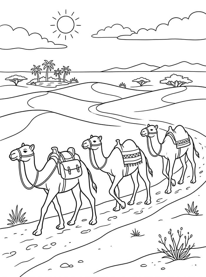 ثلاثة جمال عربية تلوين