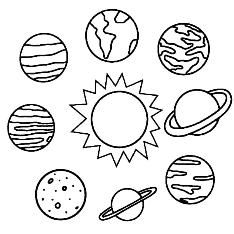 المجموعة الشمسية والشمس تلوين