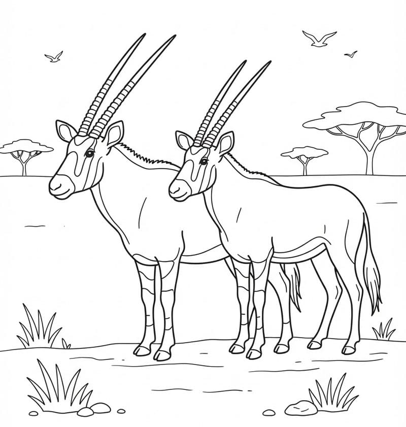 اثنان من المها تلوين