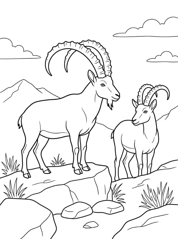 اثنان من الوعل النوبي تلوين