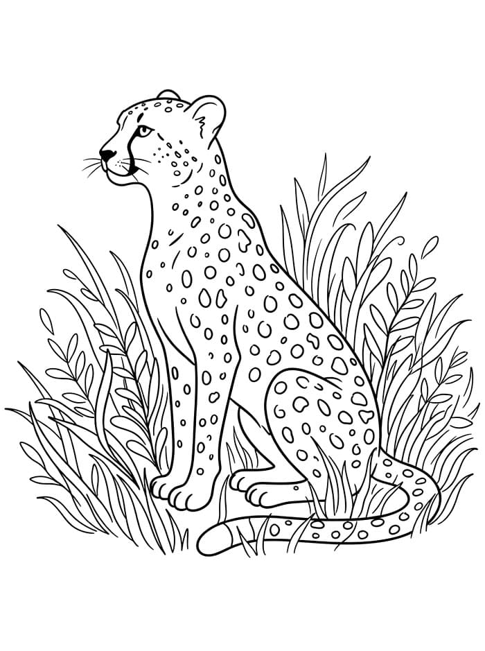 الفهد في العشب تلوين