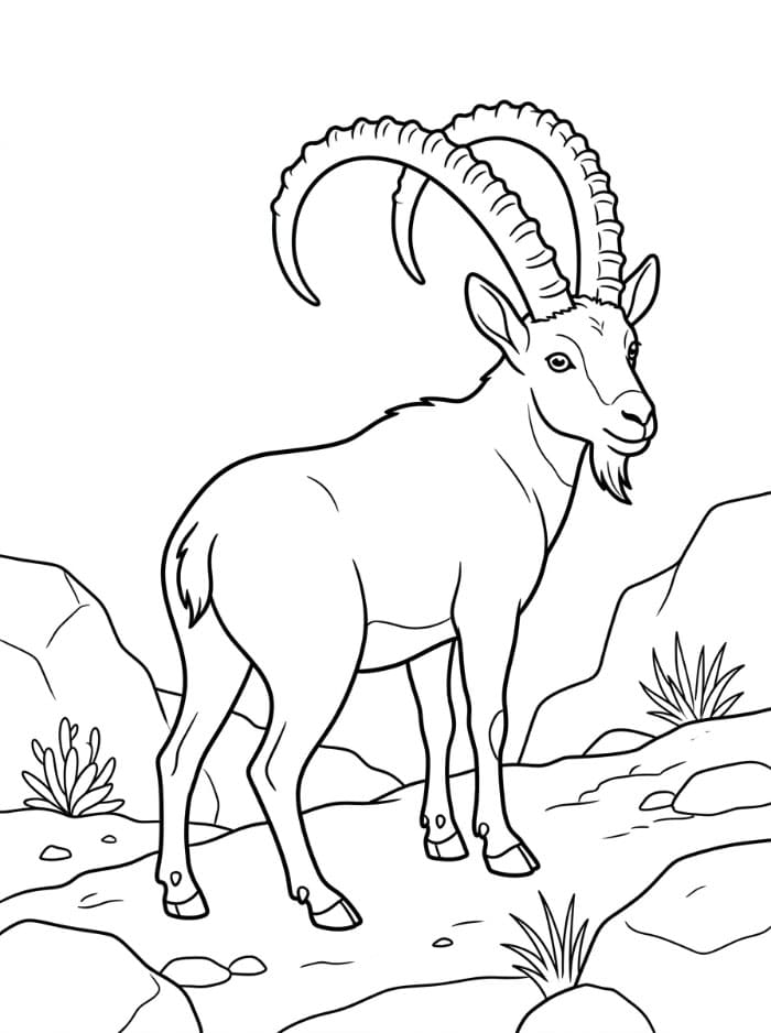الوعل النوبي ينظر إلى الخلف تلوين