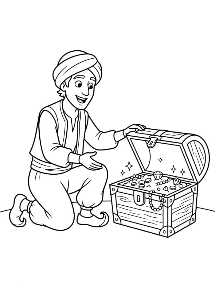 سندباد يعثر على كنز تلوين
