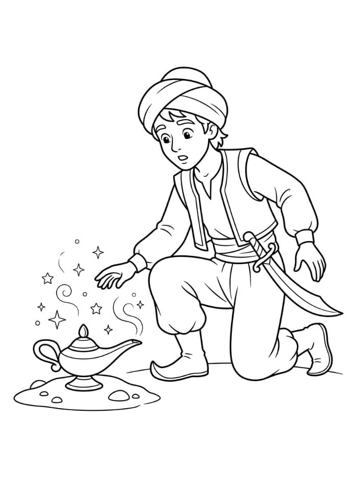 سندباد يعثر على مصباح سحري تلوين